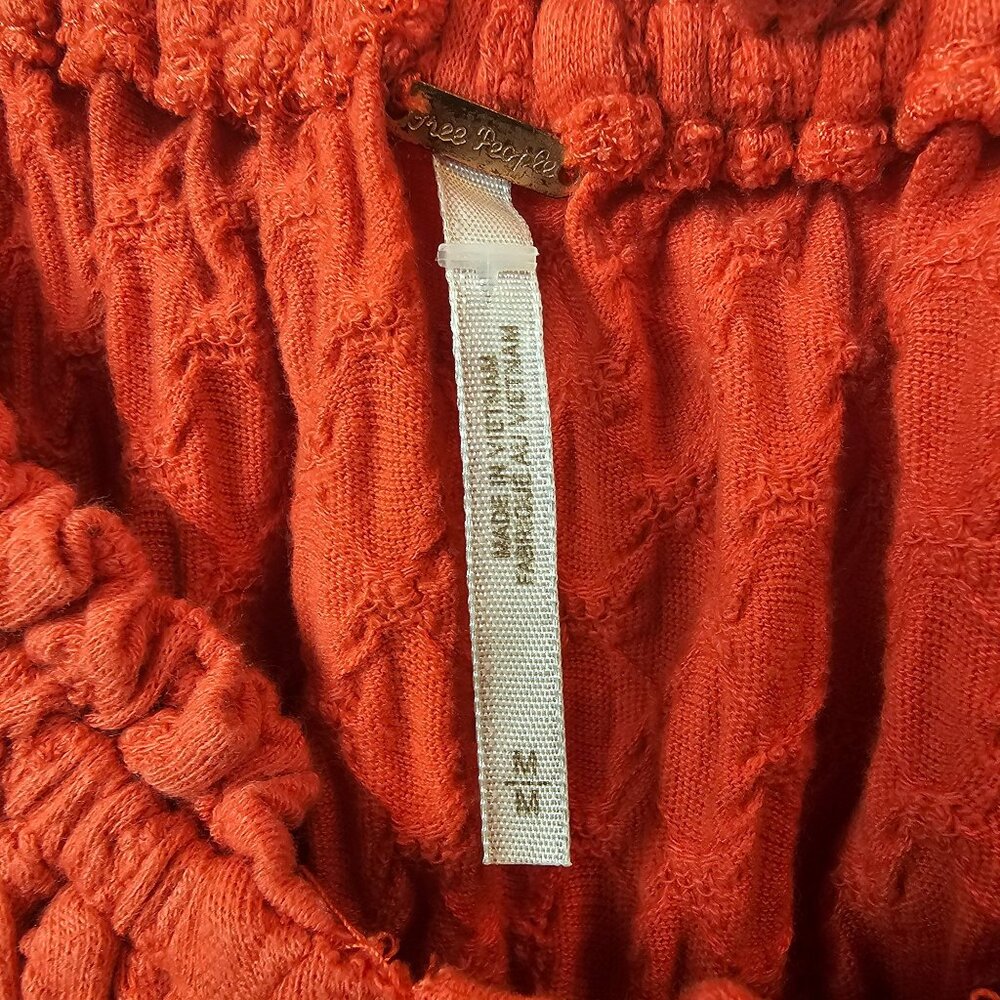 Free People Ladybug Crispy Red Long Sleeve Button-up Crop Top, Sz M - Picture 7 of 8